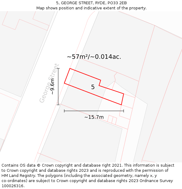 5, GEORGE STREET, RYDE, PO33 2EB: Plot and title map