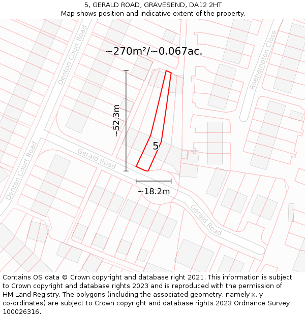 5, GERALD ROAD, GRAVESEND, DA12 2HT: Plot and title map