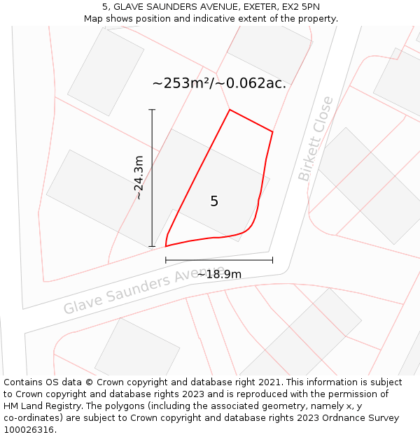 5, GLAVE SAUNDERS AVENUE, EXETER, EX2 5PN: Plot and title map