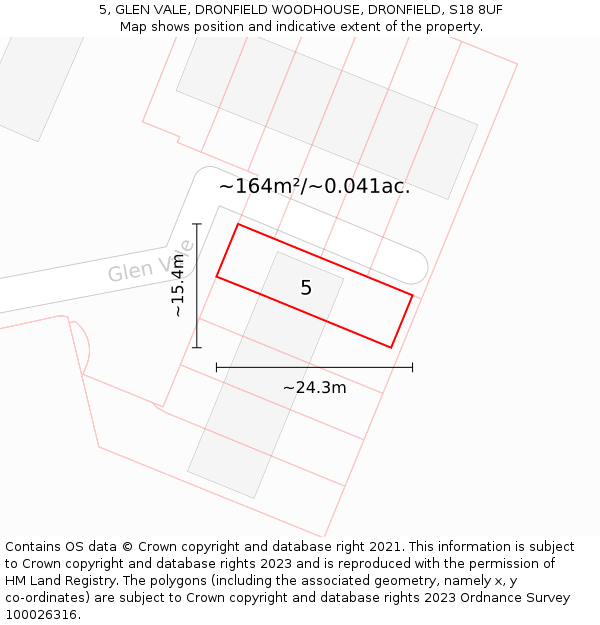 5, GLEN VALE, DRONFIELD WOODHOUSE, DRONFIELD, S18 8UF: Plot and title map