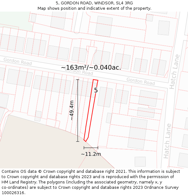 5, GORDON ROAD, WINDSOR, SL4 3RG: Plot and title map