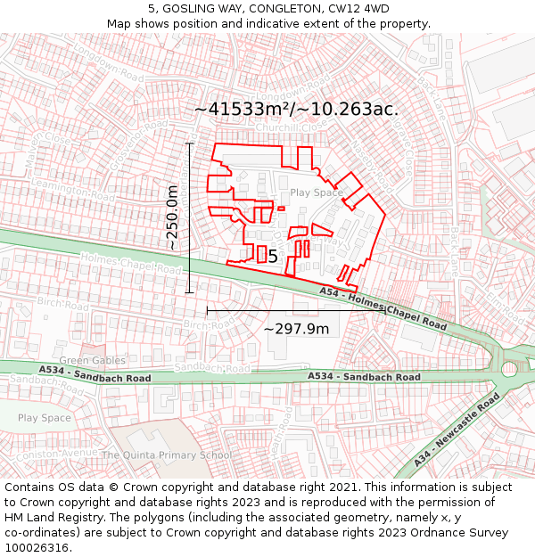 5, GOSLING WAY, CONGLETON, CW12 4WD: Plot and title map