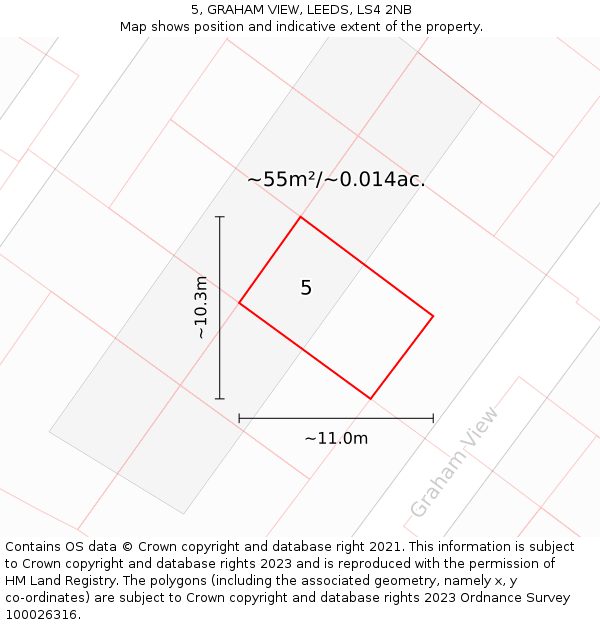 5, GRAHAM VIEW, LEEDS, LS4 2NB: Plot and title map