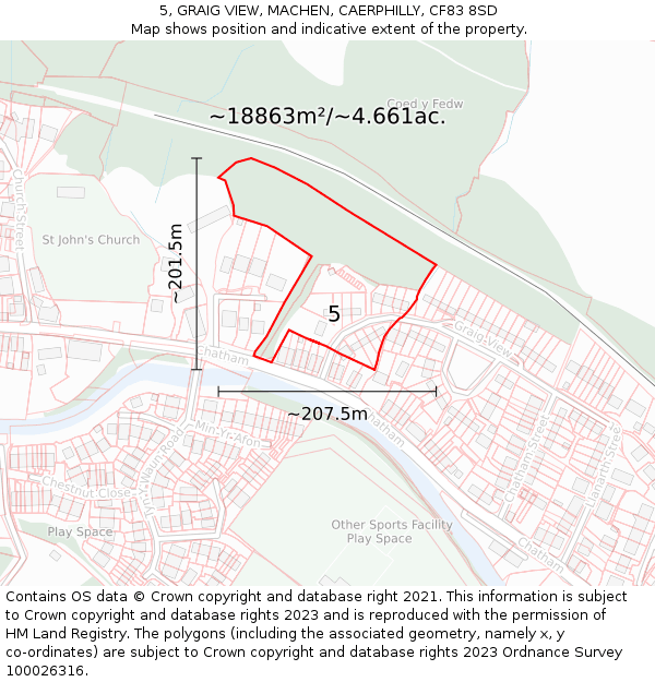5, GRAIG VIEW, MACHEN, CAERPHILLY, CF83 8SD: Plot and title map