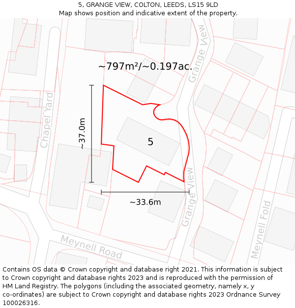5, GRANGE VIEW, COLTON, LEEDS, LS15 9LD: Plot and title map