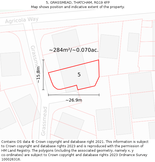 5, GRASSMEAD, THATCHAM, RG19 4FP: Plot and title map