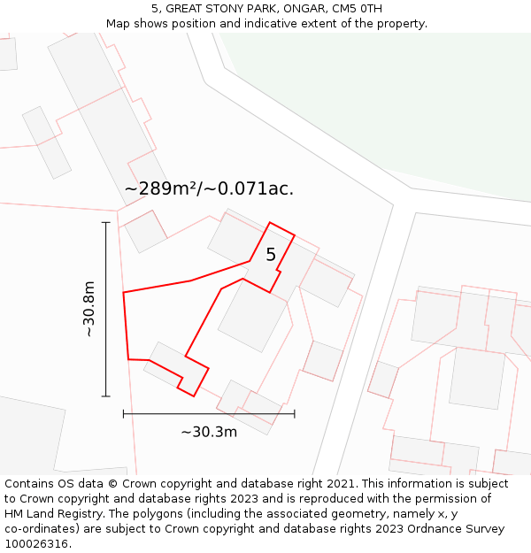5, GREAT STONY PARK, ONGAR, CM5 0TH: Plot and title map