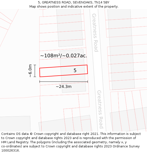 5, GREATNESS ROAD, SEVENOAKS, TN14 5BY: Plot and title map