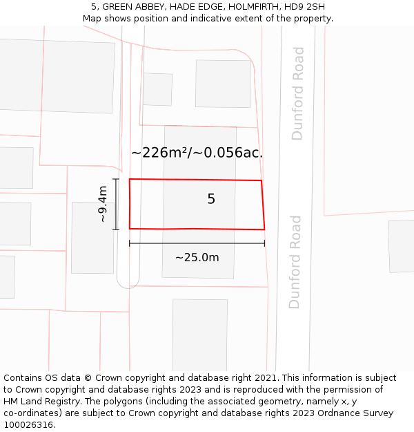 5, GREEN ABBEY, HADE EDGE, HOLMFIRTH, HD9 2SH: Plot and title map