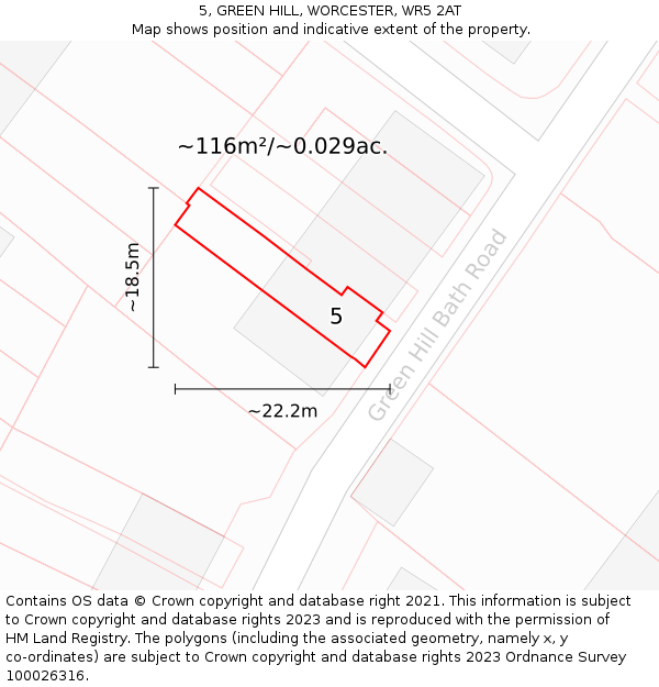5, GREEN HILL, WORCESTER, WR5 2AT: Plot and title map