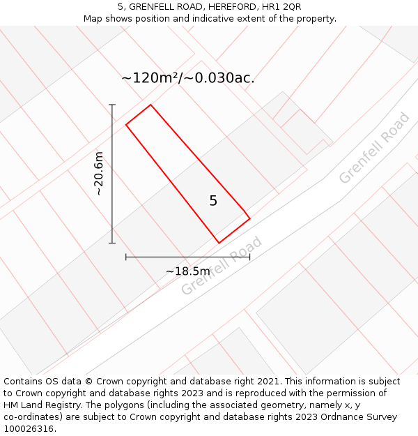 5, GRENFELL ROAD, HEREFORD, HR1 2QR: Plot and title map