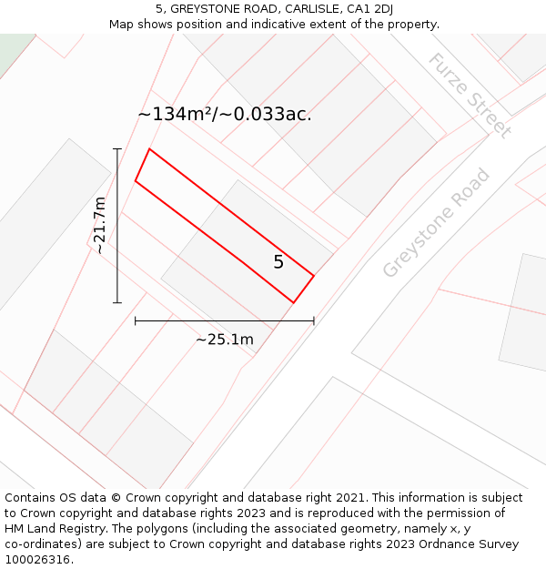5, GREYSTONE ROAD, CARLISLE, CA1 2DJ: Plot and title map