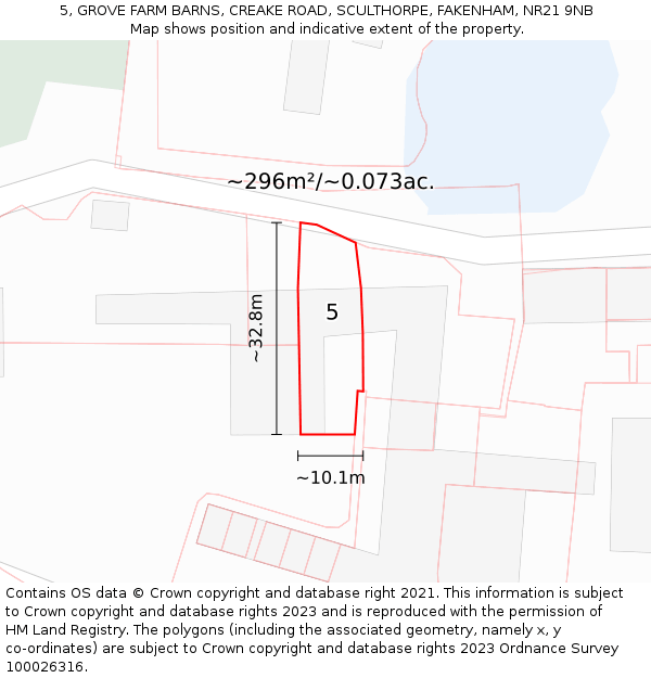 5, GROVE FARM BARNS, CREAKE ROAD, SCULTHORPE, FAKENHAM, NR21 9NB: Plot and title map