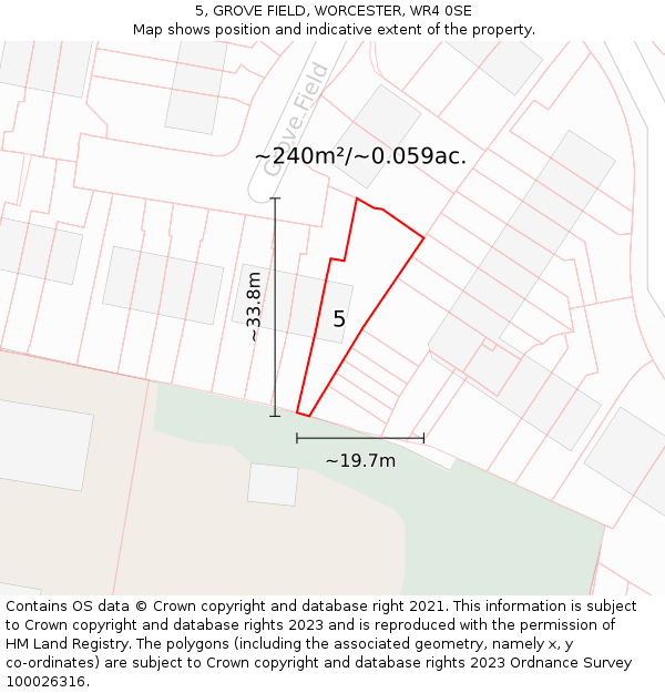 5, GROVE FIELD, WORCESTER, WR4 0SE: Plot and title map