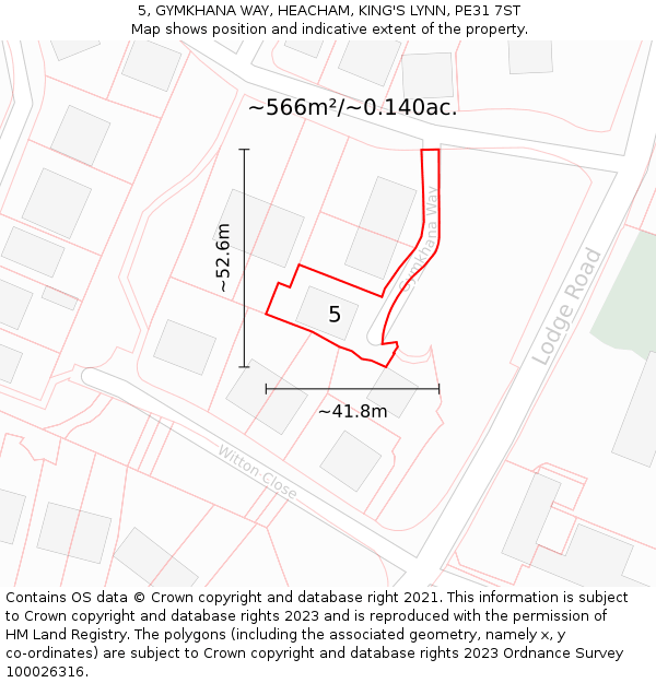 5, GYMKHANA WAY, HEACHAM, KING'S LYNN, PE31 7ST: Plot and title map