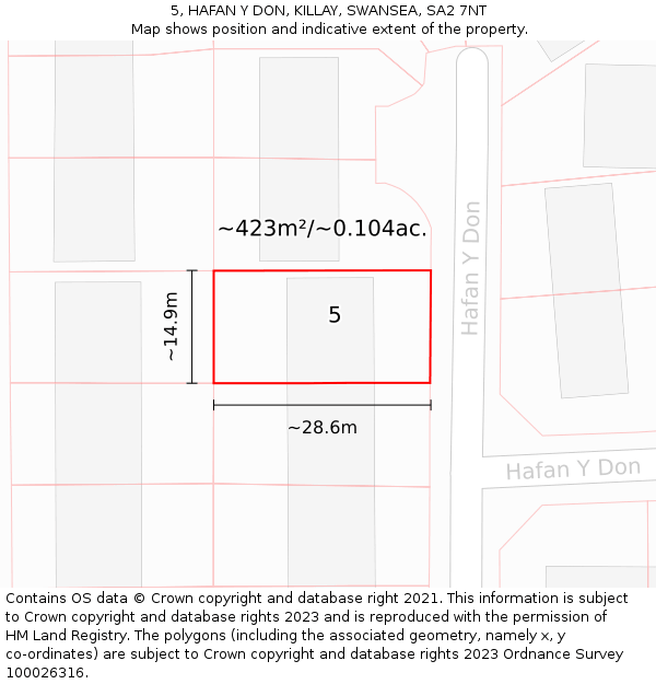 5, HAFAN Y DON, KILLAY, SWANSEA, SA2 7NT: Plot and title map