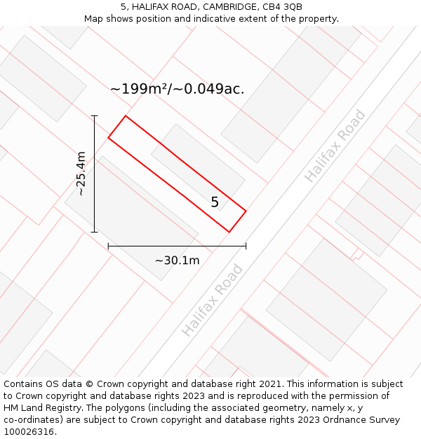 5, HALIFAX ROAD, CAMBRIDGE, CB4 3QB: Plot and title map