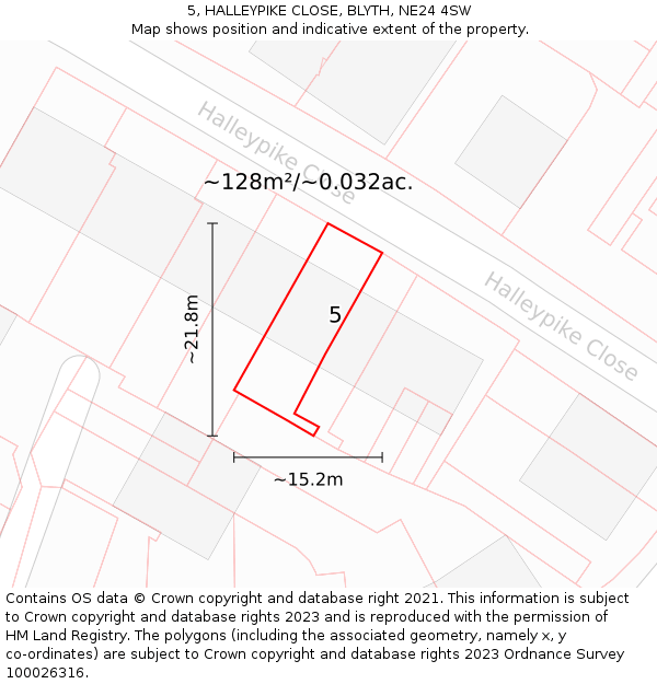 5, HALLEYPIKE CLOSE, BLYTH, NE24 4SW: Plot and title map