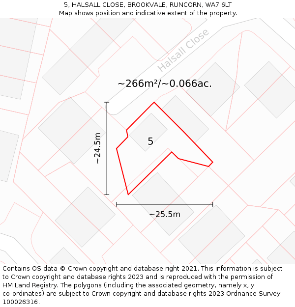 5, HALSALL CLOSE, BROOKVALE, RUNCORN, WA7 6LT: Plot and title map