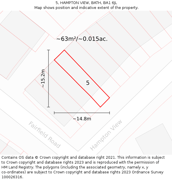 5, HAMPTON VIEW, BATH, BA1 6JL: Plot and title map