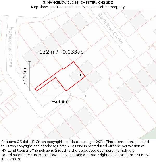 5, HANKELOW CLOSE, CHESTER, CH2 2DZ: Plot and title map