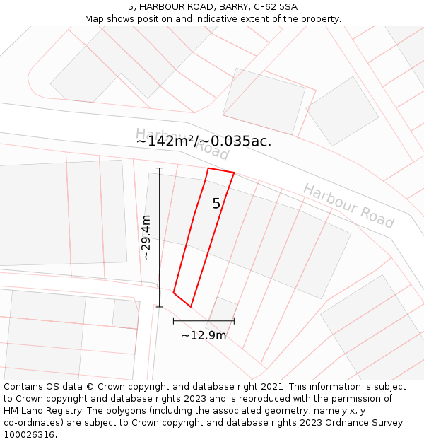 5, HARBOUR ROAD, BARRY, CF62 5SA: Plot and title map