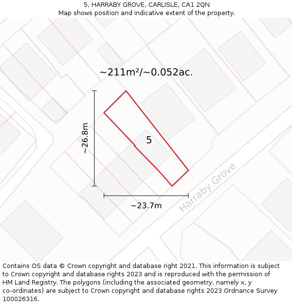 5, HARRABY GROVE, CARLISLE, CA1 2QN: Plot and title map