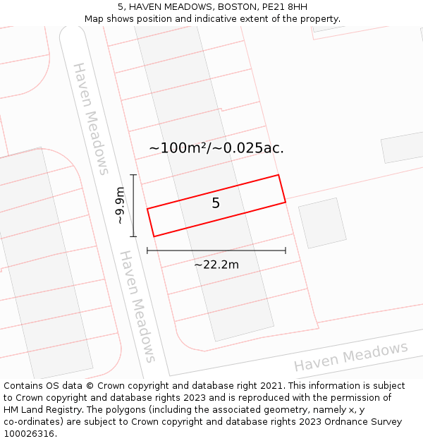 5, HAVEN MEADOWS, BOSTON, PE21 8HH: Plot and title map