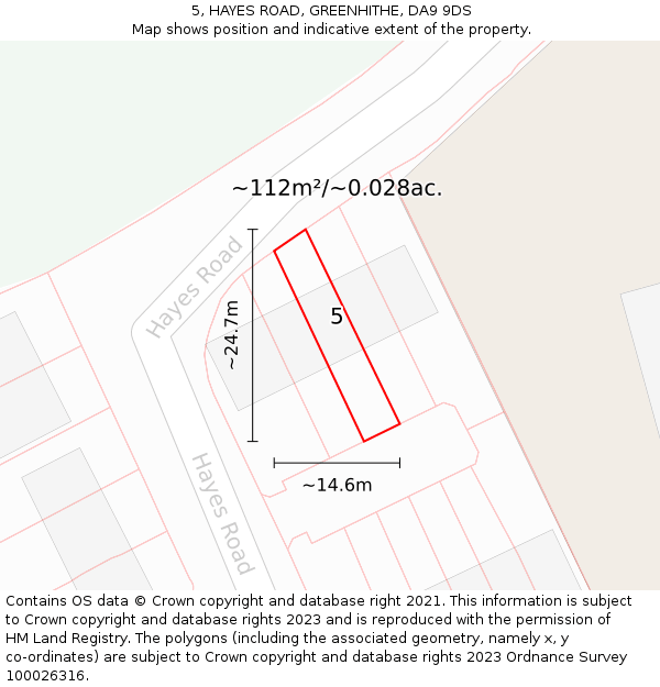 5, HAYES ROAD, GREENHITHE, DA9 9DS: Plot and title map
