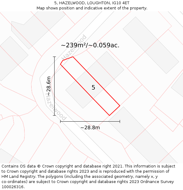 5, HAZELWOOD, LOUGHTON, IG10 4ET: Plot and title map
