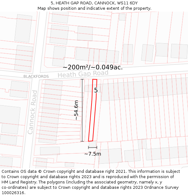 5, HEATH GAP ROAD, CANNOCK, WS11 6DY: Plot and title map