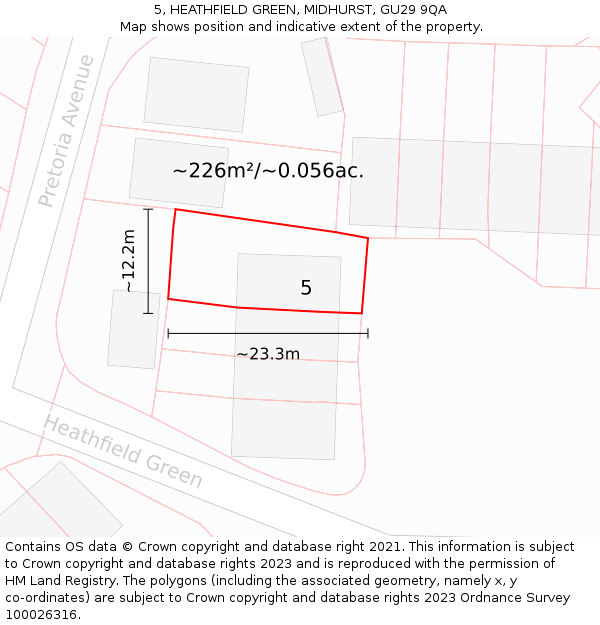 5, HEATHFIELD GREEN, MIDHURST, GU29 9QA: Plot and title map