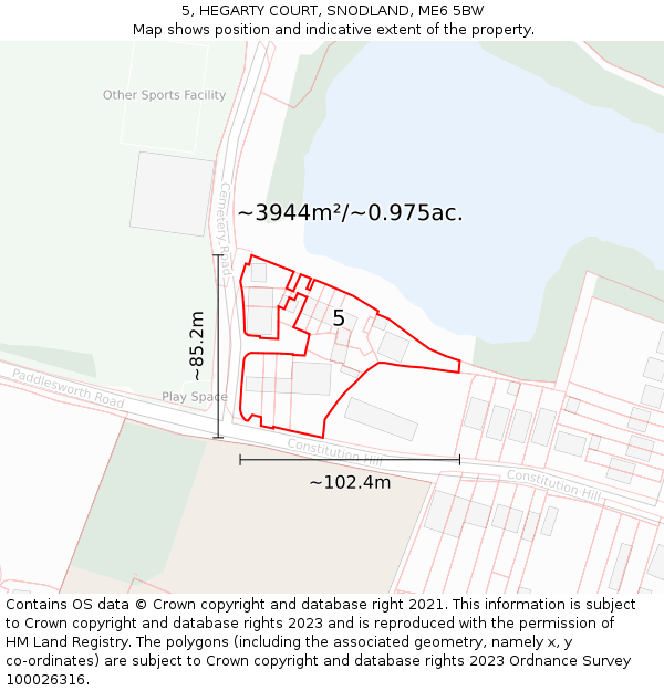 5, HEGARTY COURT, SNODLAND, ME6 5BW: Plot and title map
