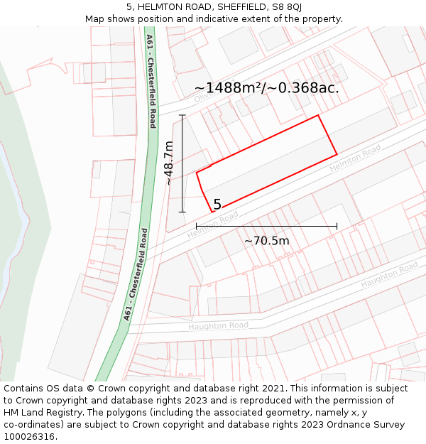 5, HELMTON ROAD, SHEFFIELD, S8 8QJ: Plot and title map