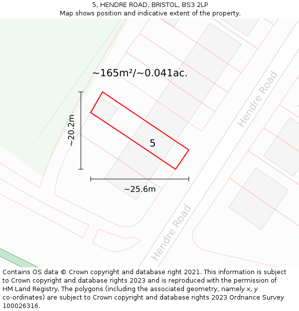 5, HENDRE ROAD, BRISTOL, BS3 2LP: Plot and title map