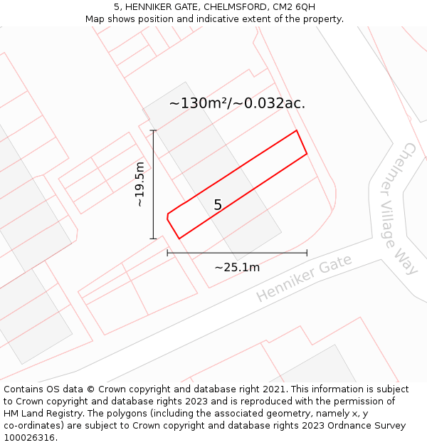5, HENNIKER GATE, CHELMSFORD, CM2 6QH: Plot and title map