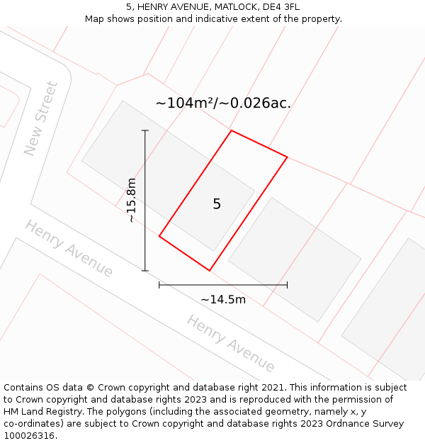 5, HENRY AVENUE, MATLOCK, DE4 3FL: Plot and title map
