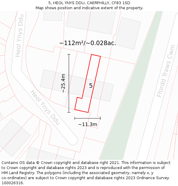 5, HEOL YNYS DDU, CAERPHILLY, CF83 1SD: Plot and title map