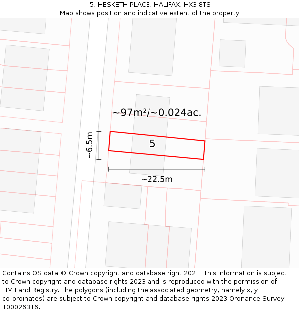 5, HESKETH PLACE, HALIFAX, HX3 8TS: Plot and title map