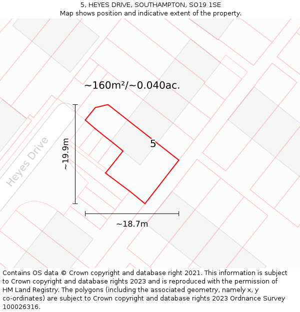 5, HEYES DRIVE, SOUTHAMPTON, SO19 1SE: Plot and title map