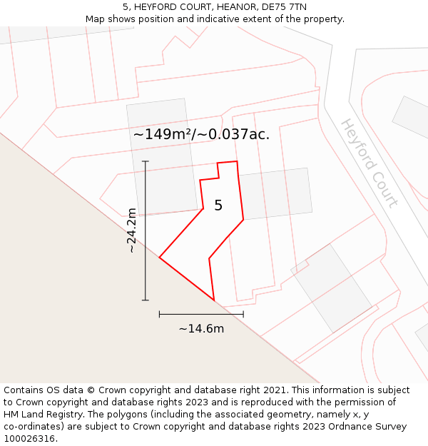 5, HEYFORD COURT, HEANOR, DE75 7TN: Plot and title map