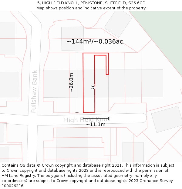 5, HIGH FIELD KNOLL, PENISTONE, SHEFFIELD, S36 6GD: Plot and title map