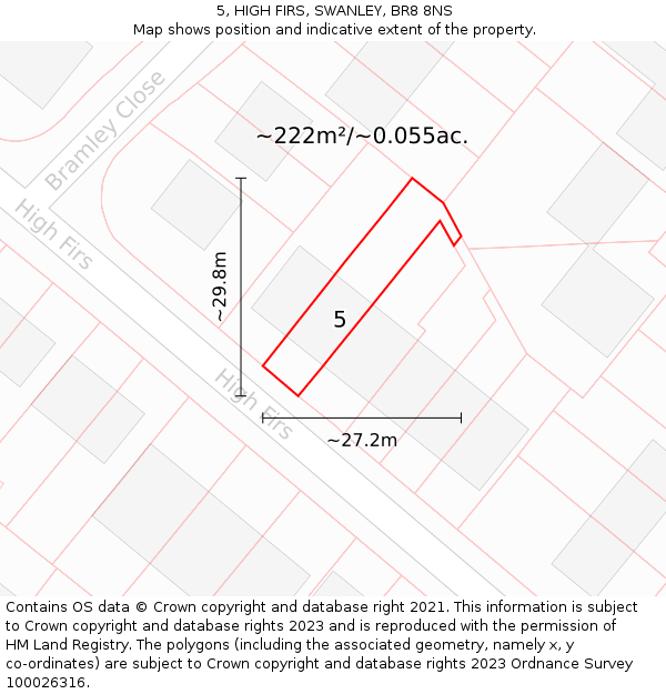 5, HIGH FIRS, SWANLEY, BR8 8NS: Plot and title map
