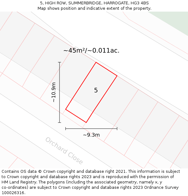 5, HIGH ROW, SUMMERBRIDGE, HARROGATE, HG3 4BS: Plot and title map