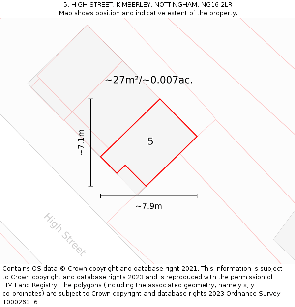 5, HIGH STREET, KIMBERLEY, NOTTINGHAM, NG16 2LR: Plot and title map