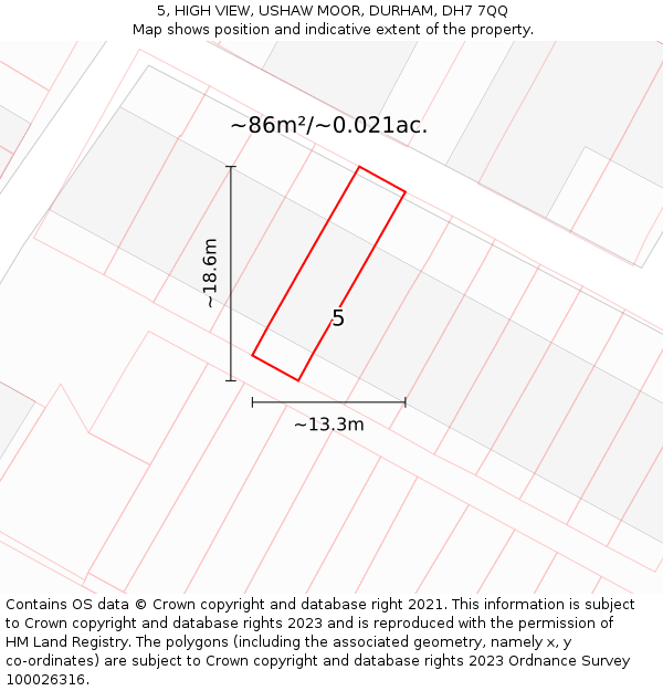 5, HIGH VIEW, USHAW MOOR, DURHAM, DH7 7QQ: Plot and title map