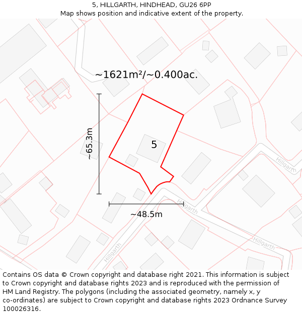 5, HILLGARTH, HINDHEAD, GU26 6PP: Plot and title map
