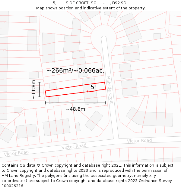 5, HILLSIDE CROFT, SOLIHULL, B92 9DL: Plot and title map