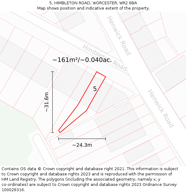 5, HIMBLETON ROAD, WORCESTER, WR2 6BA: Plot and title map