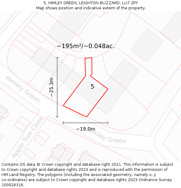 5, HIMLEY GREEN, LEIGHTON BUZZARD, LU7 2PY: Plot and title map